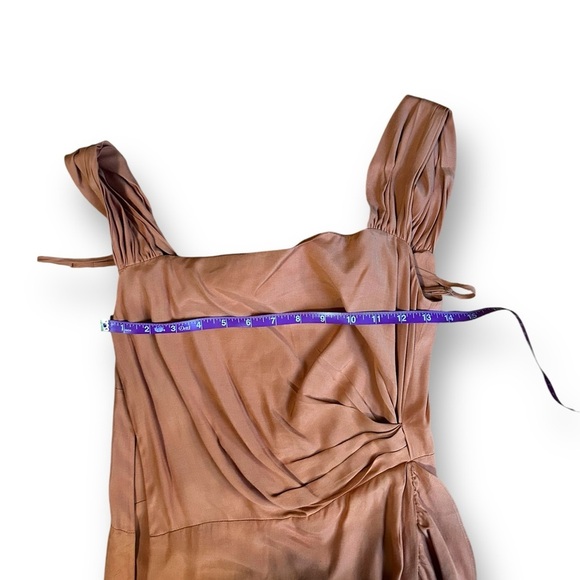 MAJE Routila Wrap Effect Cold Shoulder Midi Dress in Terracotta Size 1 (Small) - Picture 6 of 13